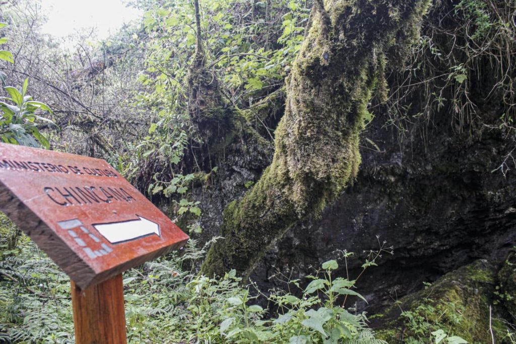 Letrero que señala la Chincana