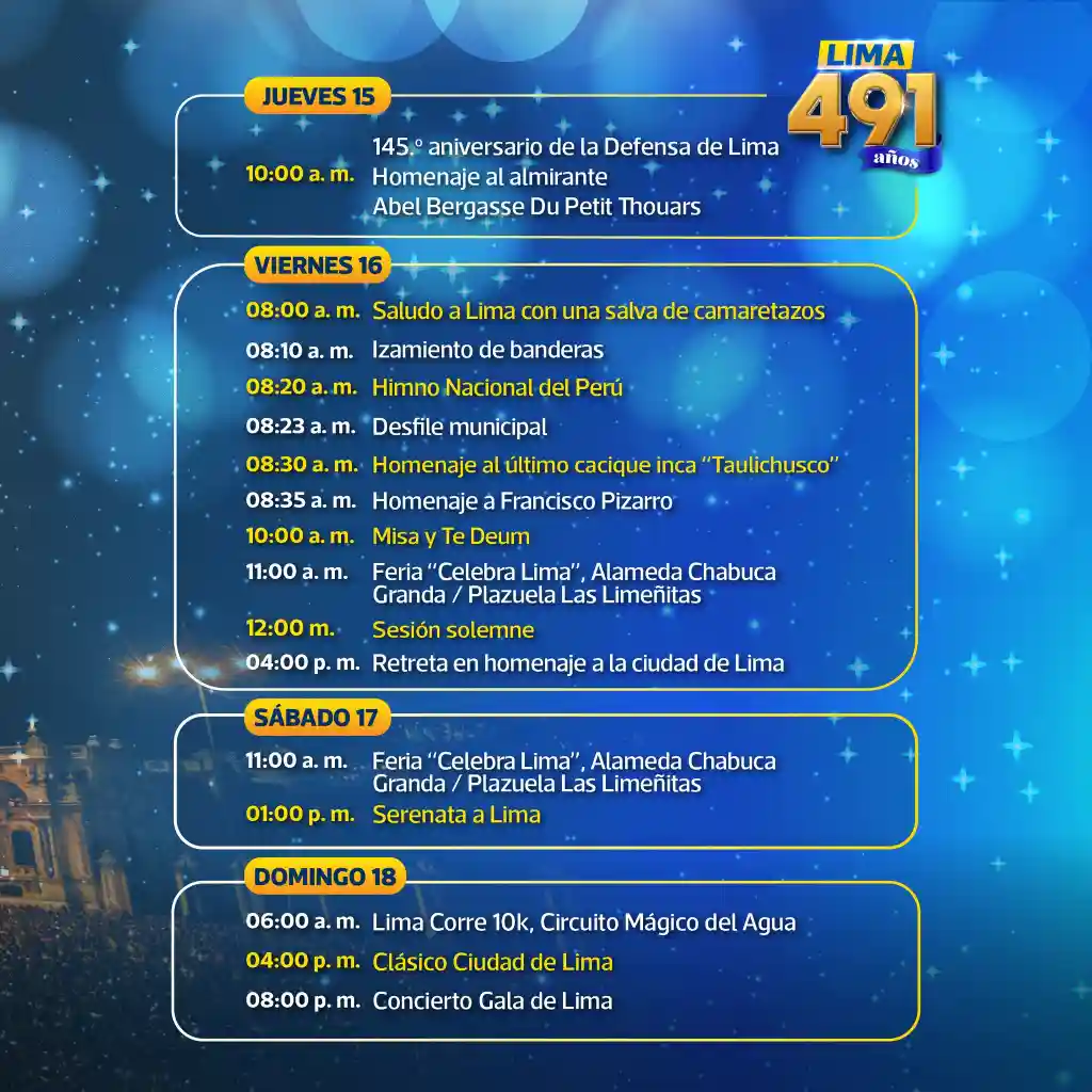 Calendario del Aniversario de Lima